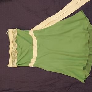 Strapless green silk dress